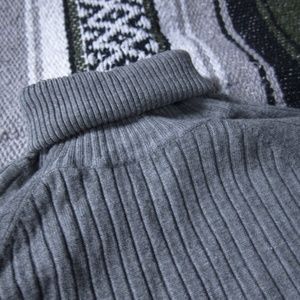 Zara TURTLENECK SWEATER, RIBBED BLUE GRAY KNIT TOP